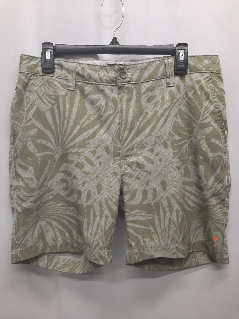 Margaritaville Mens 32 Shorts Green Tropical Palm Leaf Stretch Hybrid Casual